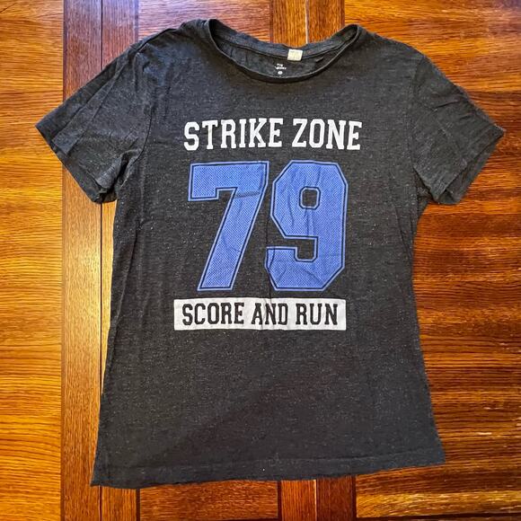 The T-Shirt Baseball Gray Strike Zone Score and Run Short Sleeve T-Shirt Large - Picture 4 of 6